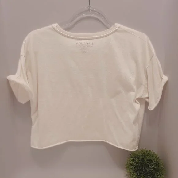 Pink Floyd Cropped Graphic Tee with Rhinestone Logo – Size L - Picture 6 of 8